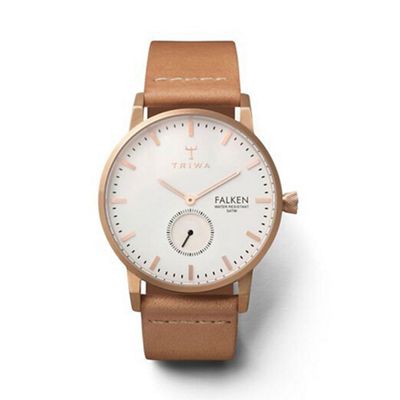 Unisex watch with white multi dial with rose gold plating and nude leather strap fast101cl010614